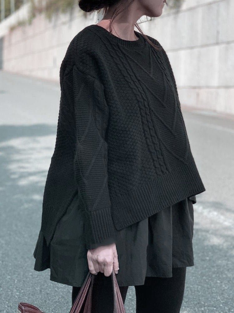 Fashion Stitching Fake Two-piece Coat Sweater | EGEMISS
