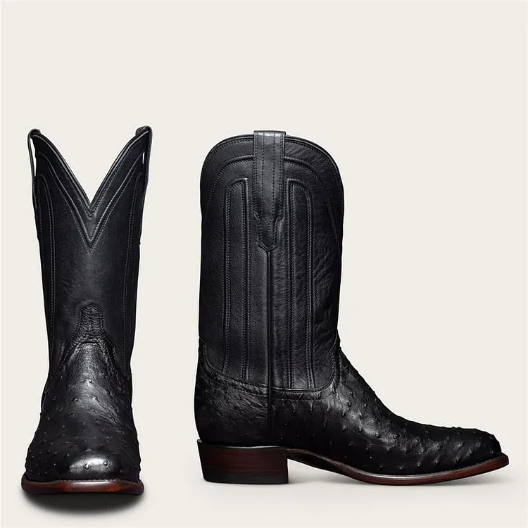 Men's Square Toe Cowboy Boots - Ostrich Leather Boot