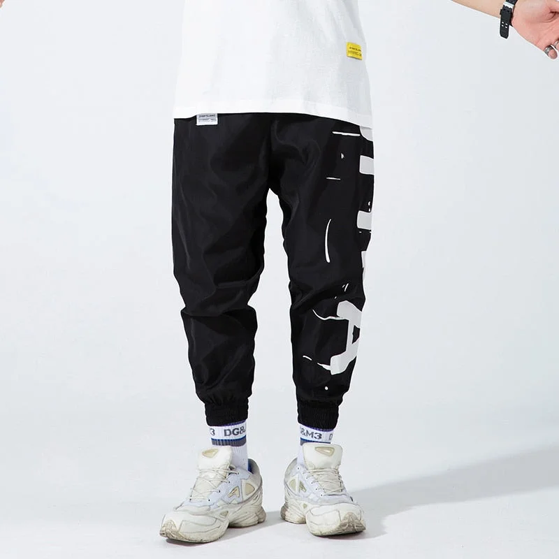 Men Streetwear Side Striped Joggers Pants 2021 Mens Hip Hop Checkerboard Pockets Sweatpants Black Trousers Track Pants