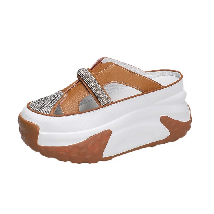 Wongn Wongn Summer New Water Diamond Thick Bottom Slope With Cool Drag Head Half Drag Fashion Casual Slippers Tide