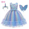 Summer Unicorn Flower Kid Girl Sequin Star Dress