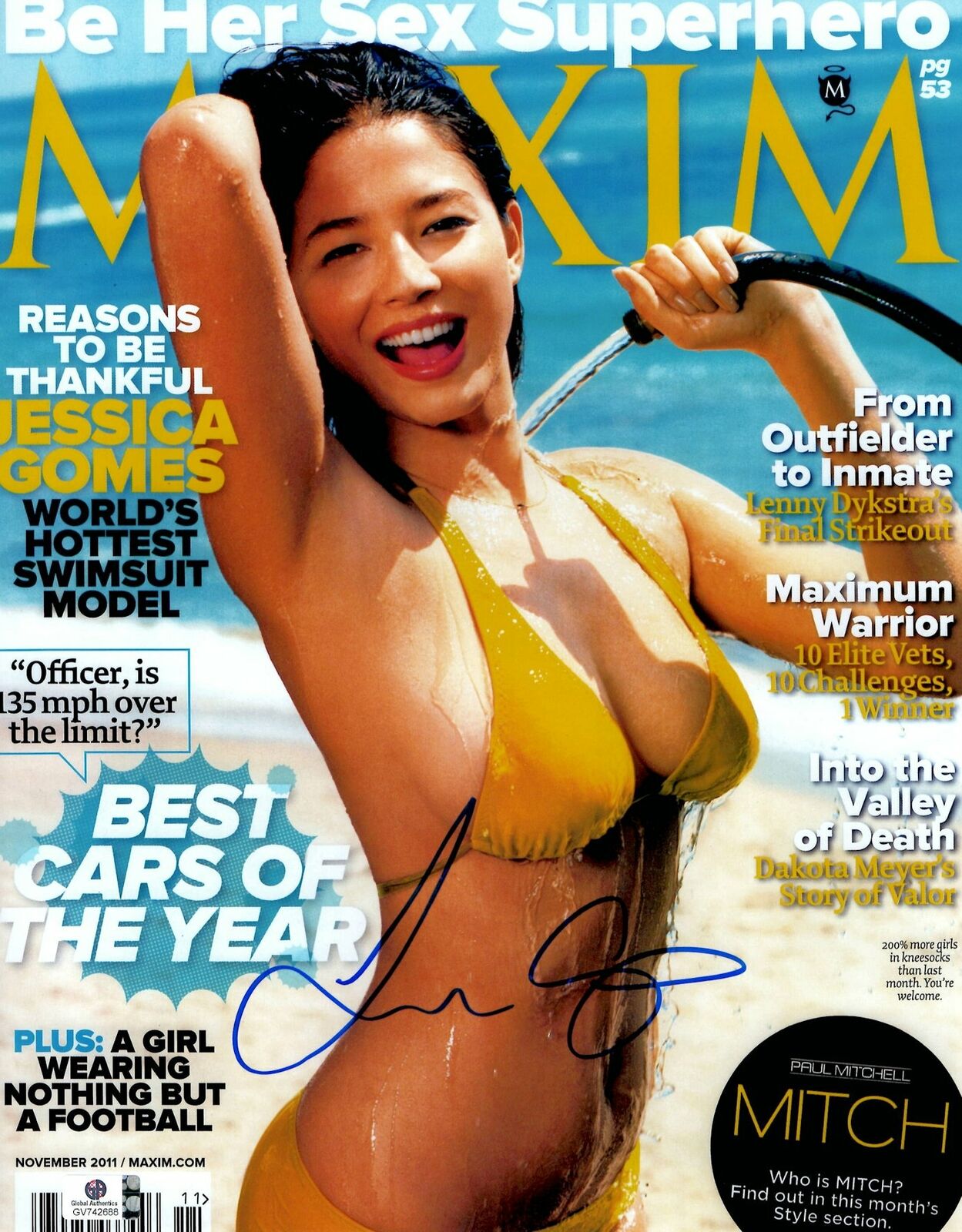 Jessica Gomes Signed Autographed 11X14 Photo Poster painting Sexy Maxim Cover Bikini GV742688