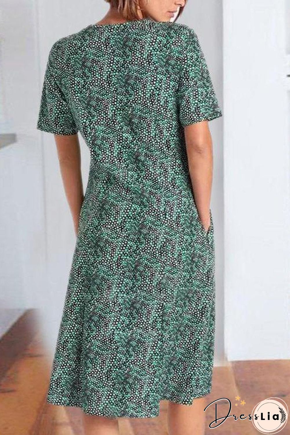 Scoop Neck Dots Printed Midi Dress