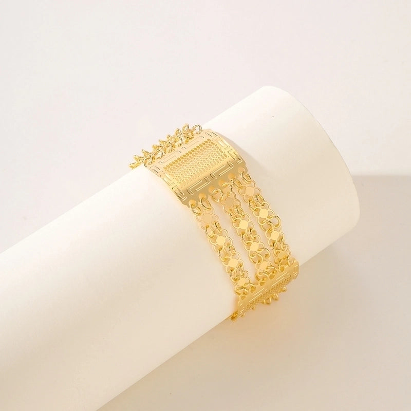 Elegant Lady Bridal Geometric Solid Color Copper 18K Gold Plated Bracelets