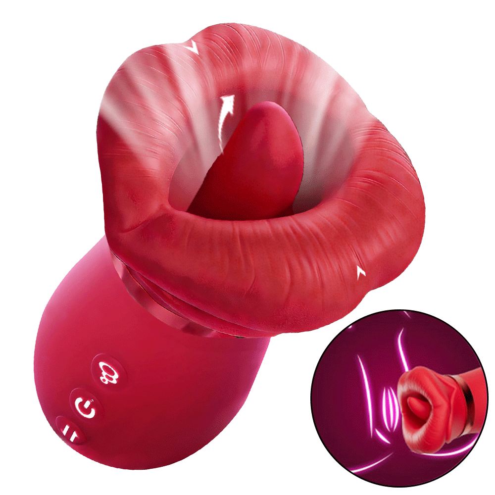 4-in-1 Big Mouth Rose Vibrator Sucking Biting Clit Nipple Stimulator By Rose Toy
