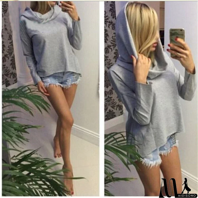 MidiSono - Casual long-sleeved hooded sweater