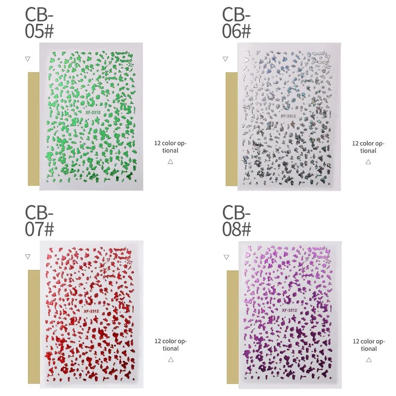 4/12pcs Gold Spot Nail Sticker Colorful Pink Silver Black Nail Art Adhesive DIY Foil Tips-Nail Inspo