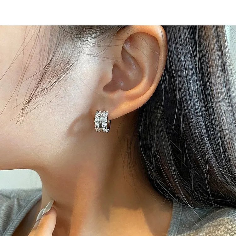 Gold Plated Hoop Earrings with Cubic Zirconia for Women