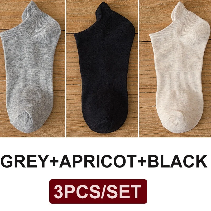 FINETOO 3 Pairs/Set Cotton Men's Socks Harajuku Boat Socks Lift Up Solid Colors Man Sock Sox  Male Invisible Short 38-44 Socks