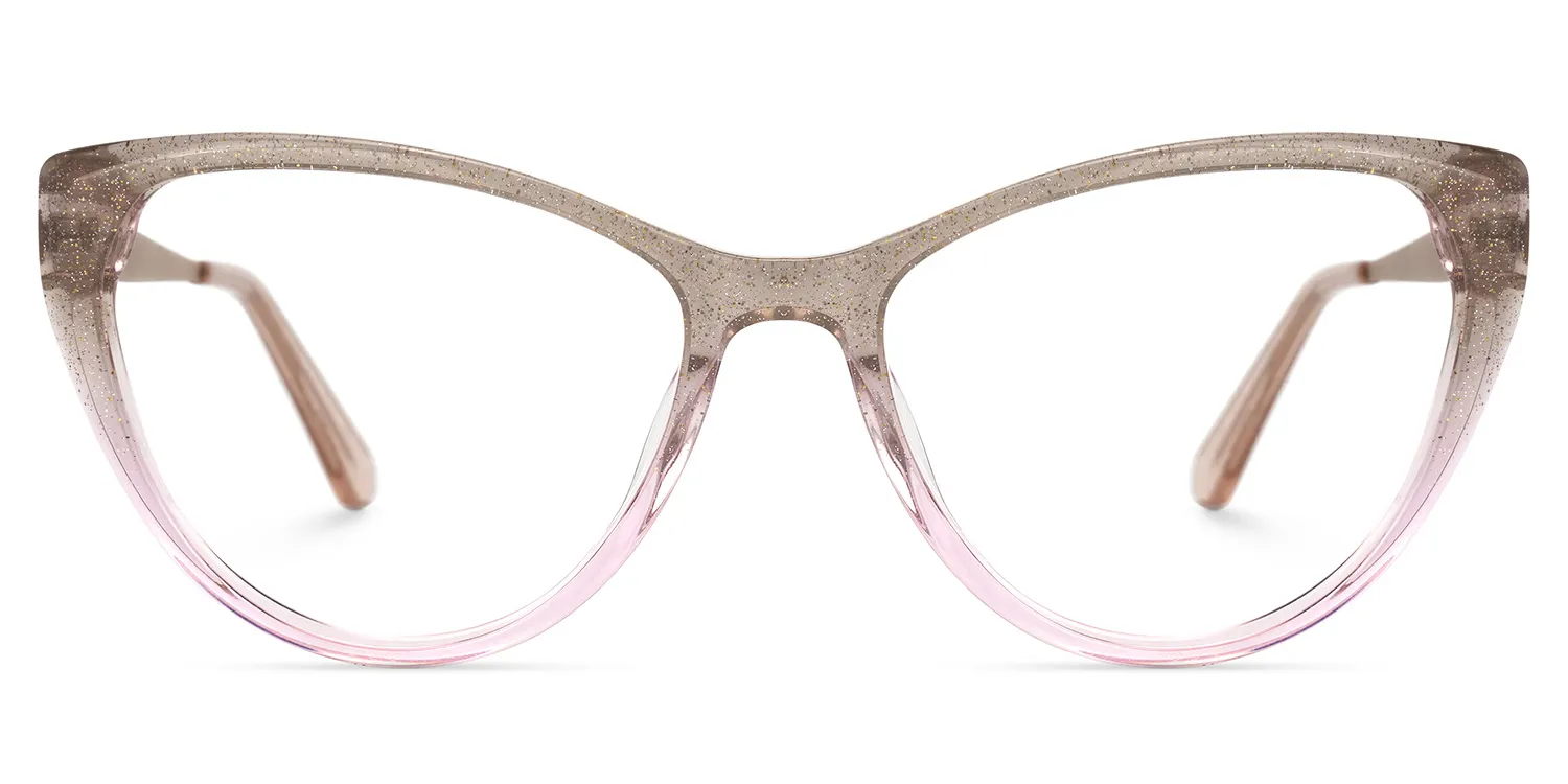 Jamin Braun-Rosa Kristall  Cateye Brille Braun-Rosa