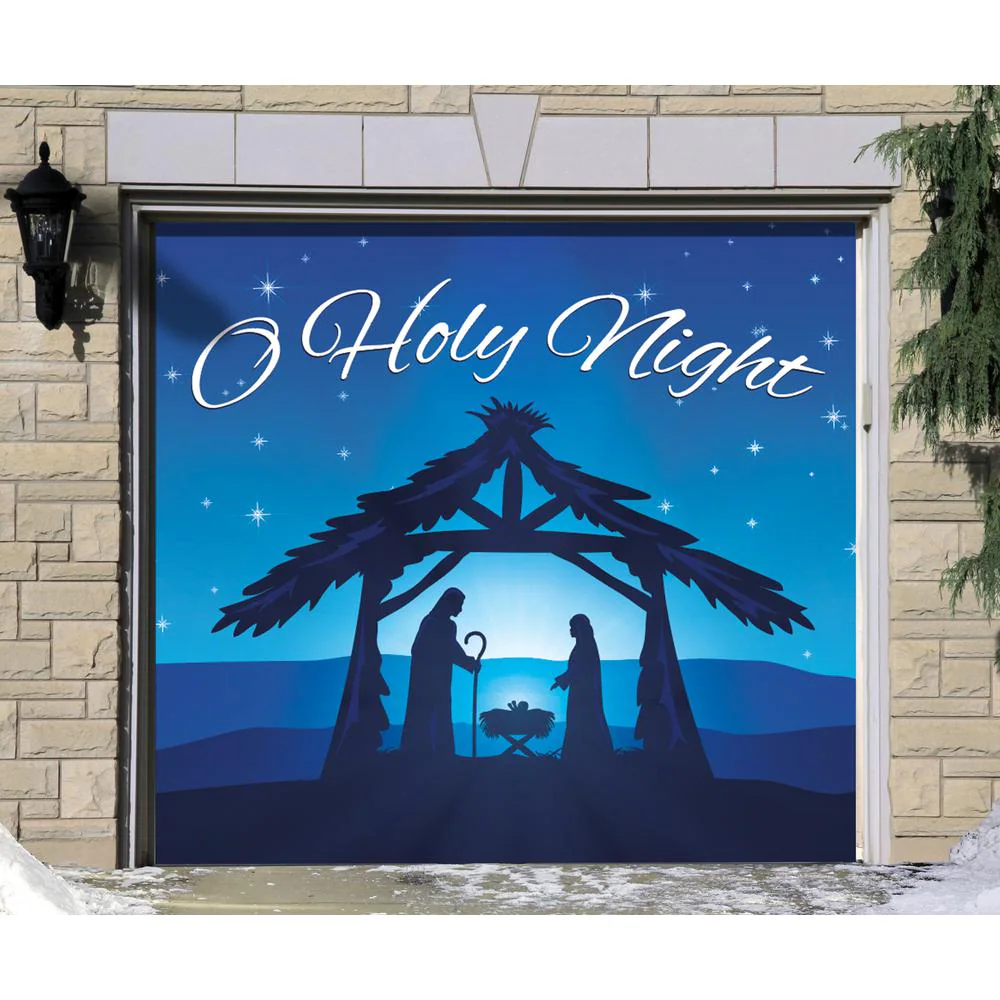 7 ft. x 16 ft. Nativity Scene O' Holy Night-Christmas Garage Door Decor ...