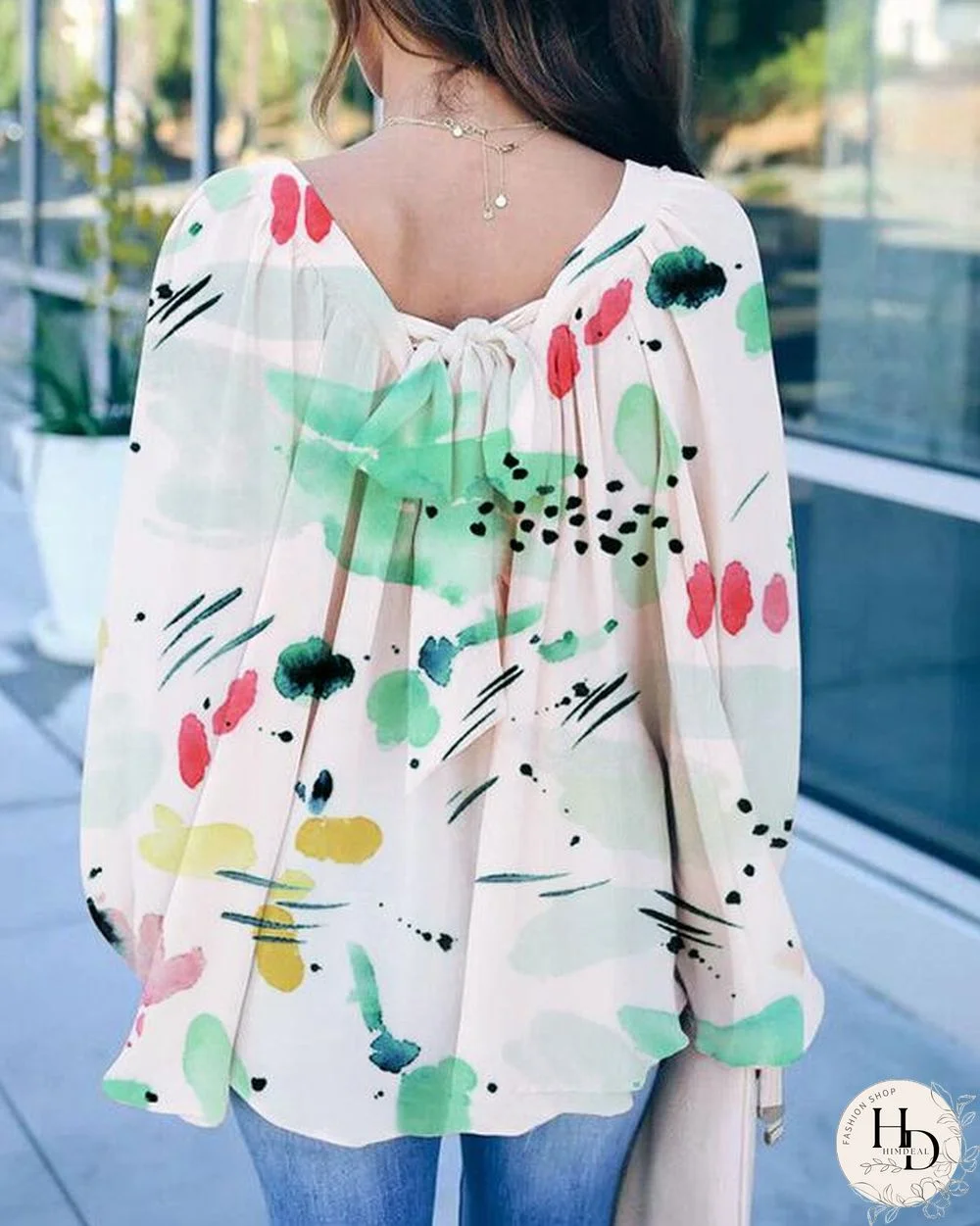 Women Flower Long Sleeve Tops