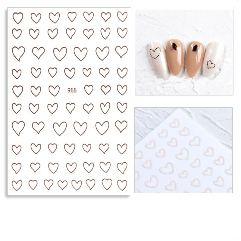 Black Red 3D Nail Sticker Self Adhesive Love Heart Star Butterfly Flower Nail Decals Slider DIY Nail Art Decoration-Nail Inspo