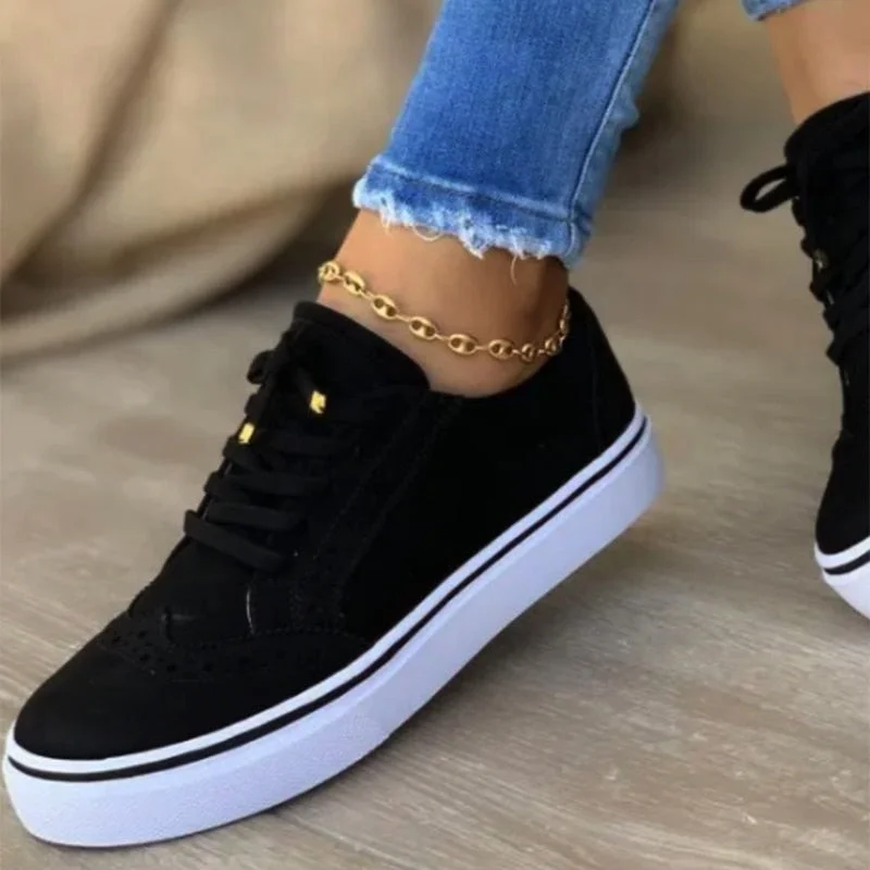 Shoes For Women 2022 Autumn Woman Flats Vulcanize Shoes Solid Ladies Bordered Sneakers Casual Female Flat Footwear Plus Size 43