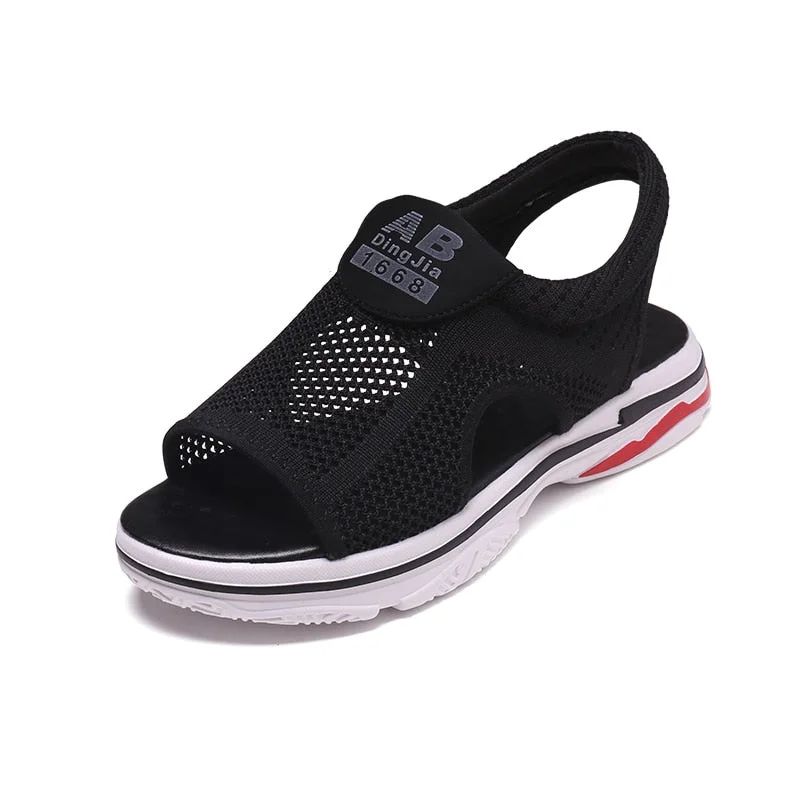 35-40Sports Sandals Women Summer New Mesh Casual Woven Women's Shoes Flat Hollow Student Soft Bottom Fish Mouth Sandals