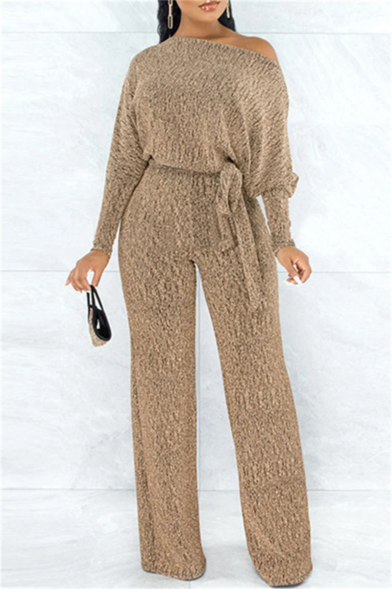 Fashion Casual Print Basic Oblique Collar Regular Jumpsuits