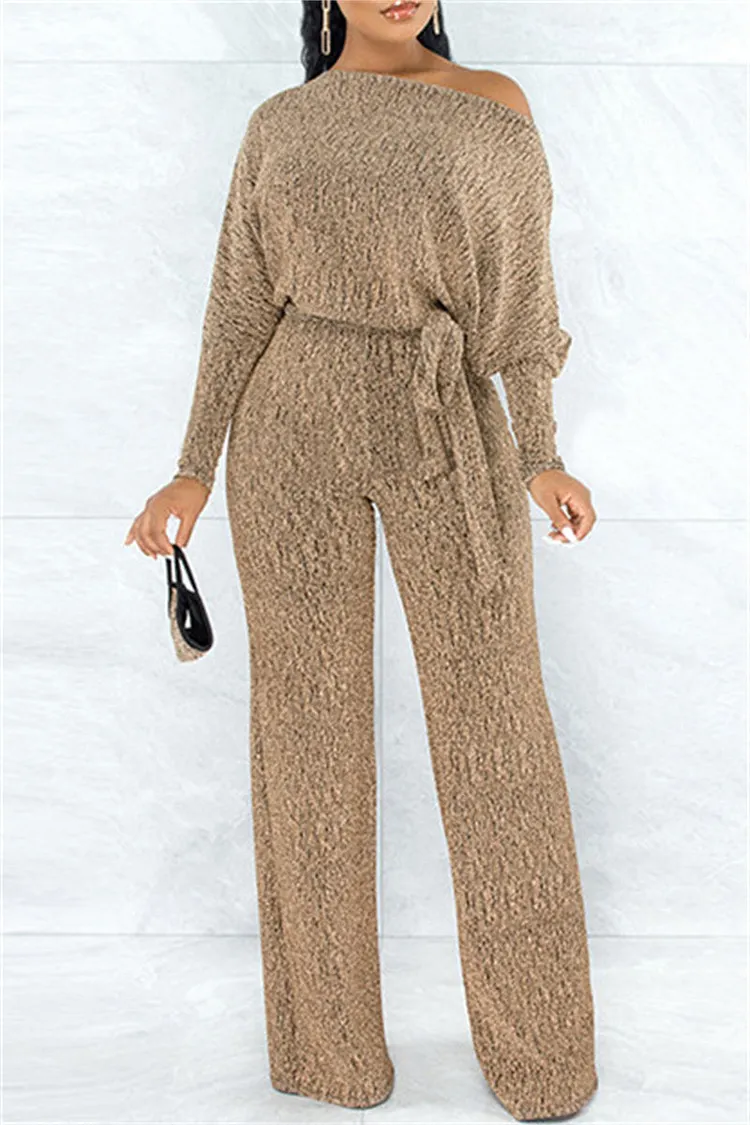 Fashion Print Basic Oblique Collar Regular Jumpsuits