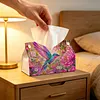 DIY Diamond Art Tissue Box Holder Bird PULeather Diamond Art Desktop Organizer Resin Rhinestone Storage Organizers Gem Art Home Office Decor Craft Gift for Women