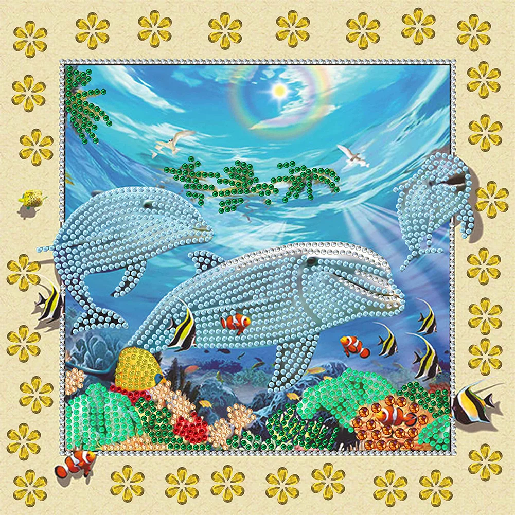 Diamond Painting - Partial Special Shaped Drill - Dolphin(30*30cm)