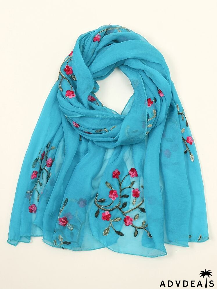 Flower Pattern Chiffon Scarf
