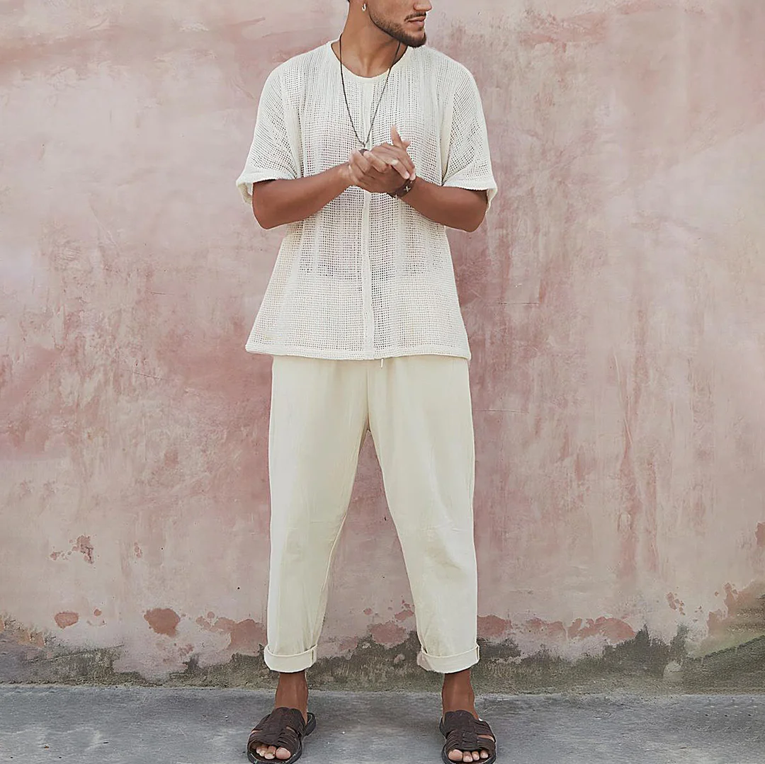 Men's Holiday Linen Mesh Shirt-inspireuse