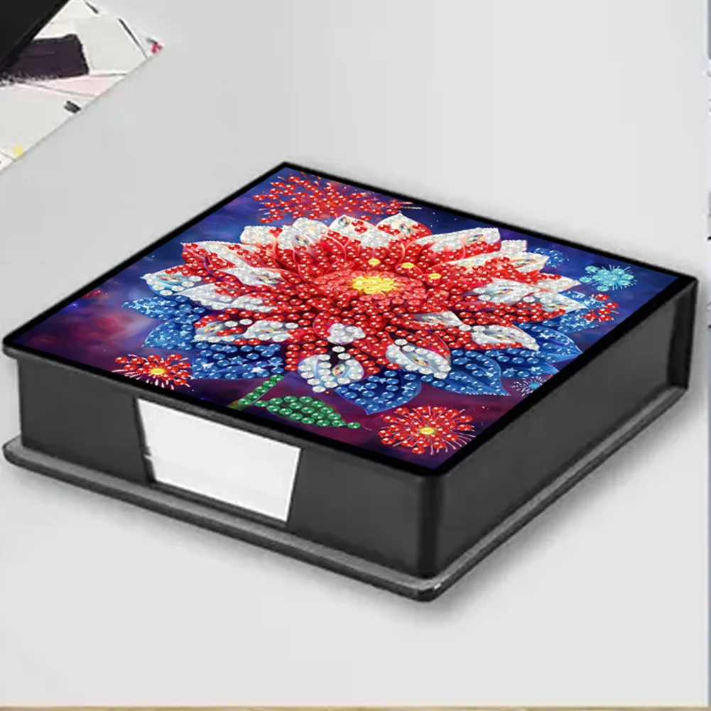 Independence Day Flower PU Diamond Painting Notecard Box for Beginners