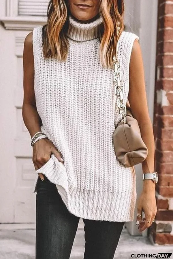 Cozy Sleeveless Turtleneck Sweater