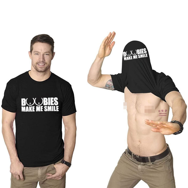 BOOBIES MAKE ME SMILE Double-Print Flip T-shirt