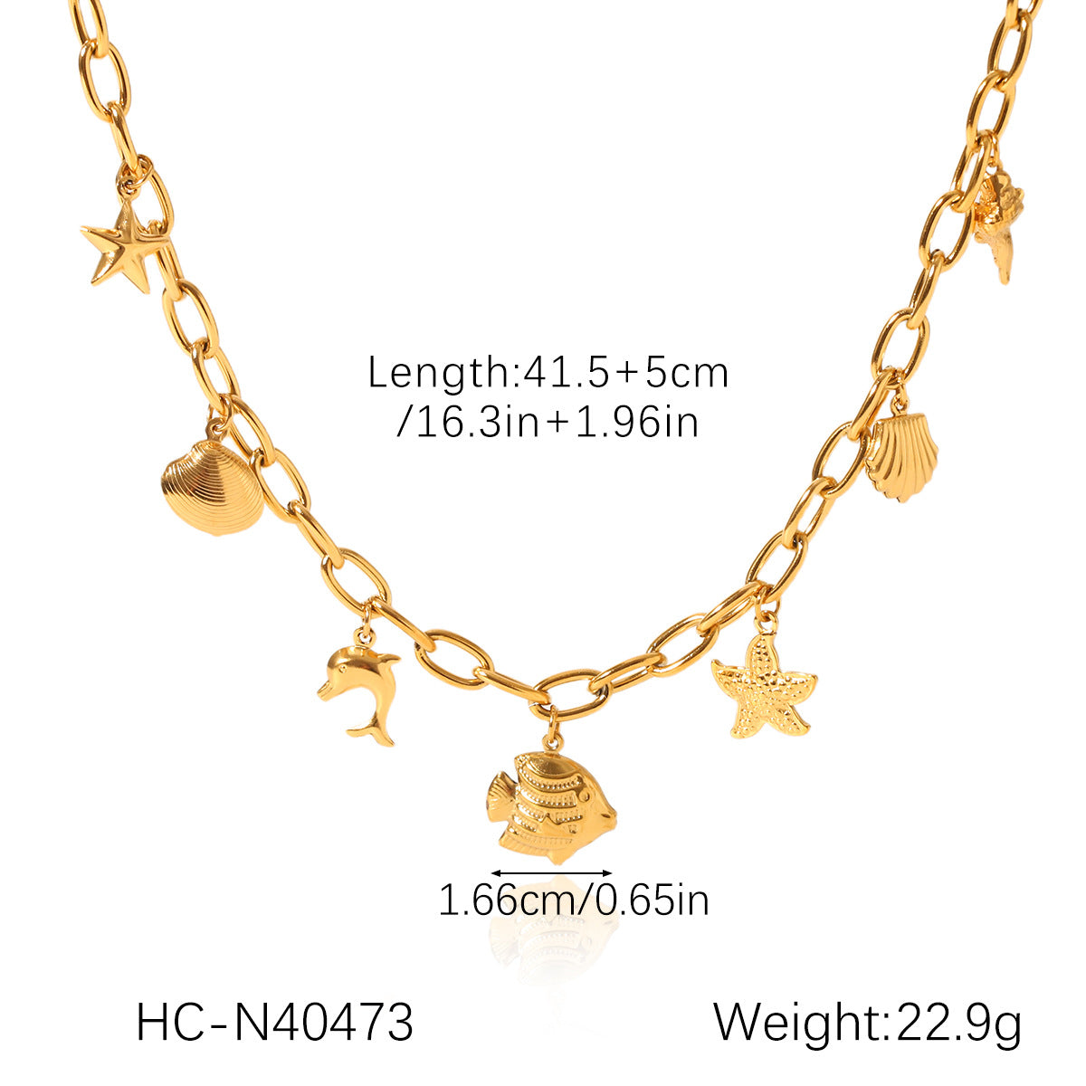 Beach Ocean Style Titanium Steel Necklace Starfish Dolphin Seahorse Shell Stainless Steel Pendant Clavicle Chain For Women