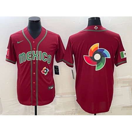 Men's Mexico Baseball 2023 Red World Baseball Big Logo Classic Stitched Jersey 008R