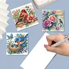 6Pcs Diamond Painting Flowers and Birds Greeting Card with Envelopes for Beginner Adult Holiday Gifts