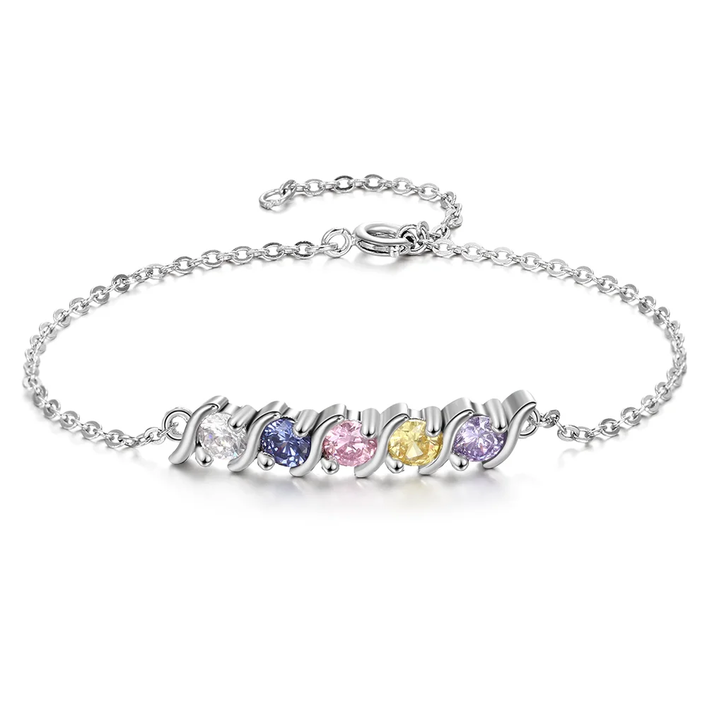 Personalisiertes Armband mit 5 Geburtssteinen Kettenmachen