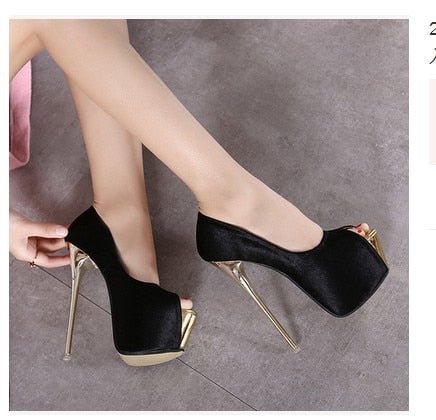 2021 Women Stiletto High Heel Shoes Open Toe 16CM Thin Heel Footwear Sexy stiletto fish mouth waterproof platform women shoes