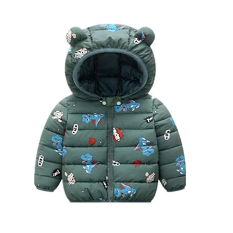 Baby Girls Hooded Down Jackets For Kids Coats Autumn Boys Cartoon Keeping Warm Outerwear Toddler Infant Casual Zipper Clothing