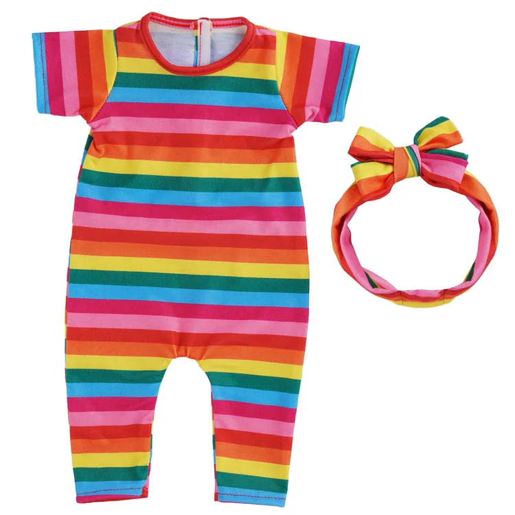 17"-20" Stripe for Reborn Girl Baby Accessories 2-Pieces Set Rebornartdoll® RSAW-Rebornartdoll®