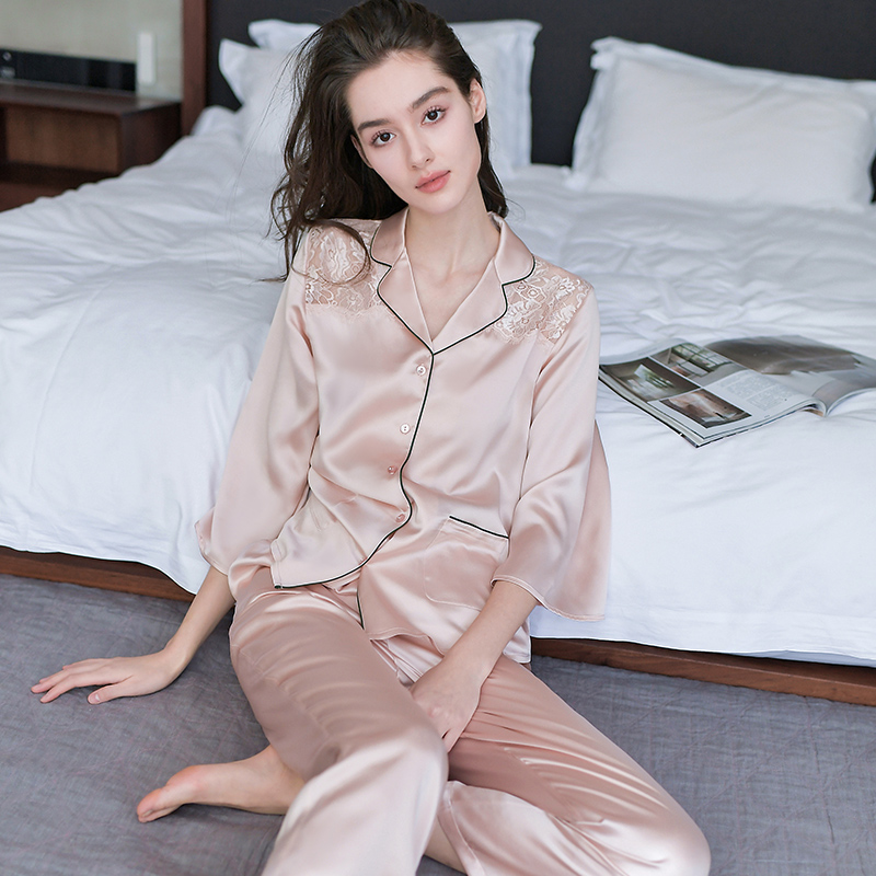 Women Silk Pajamas Three-quarter Sleeve Loose Fit REAL SILK LIFE
