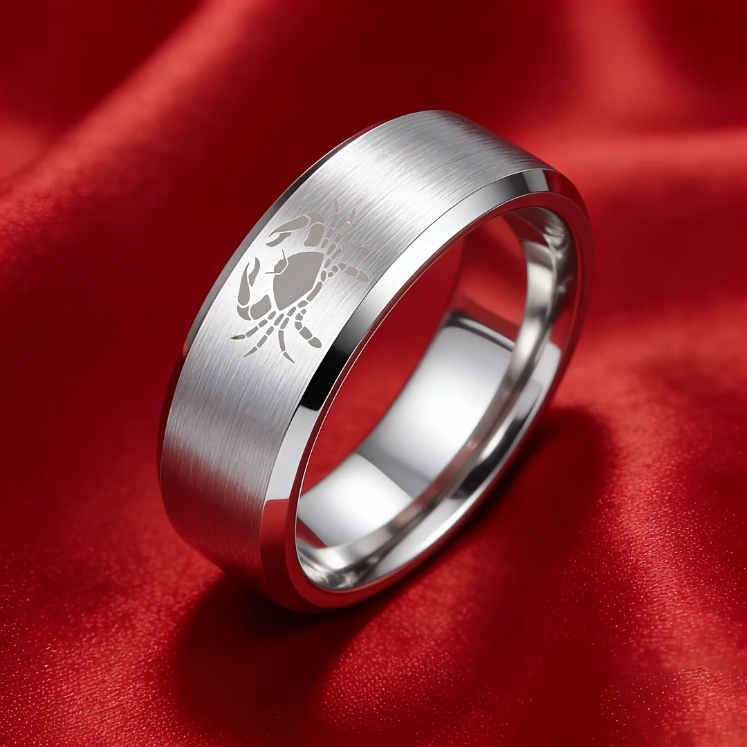 Sliver Cancer Tungsten Wedding Bands Beveled Edges Sliver Laser Etched Couple Tungsten Carbide Rings 4MM 6MM 8MM Width