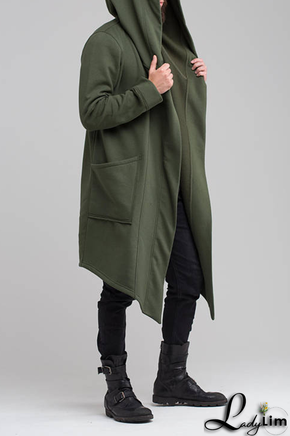 Blue Fashion Casual Solid Split Joint Pocket Hooded Collar Outerwear