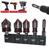 5pcs/Set Countersink Drill Bit Set 82 Degree Precision Countersink Bit 1/4in-3/4in Size 5 Flutes Design for Stainless Steel Metal & Wood