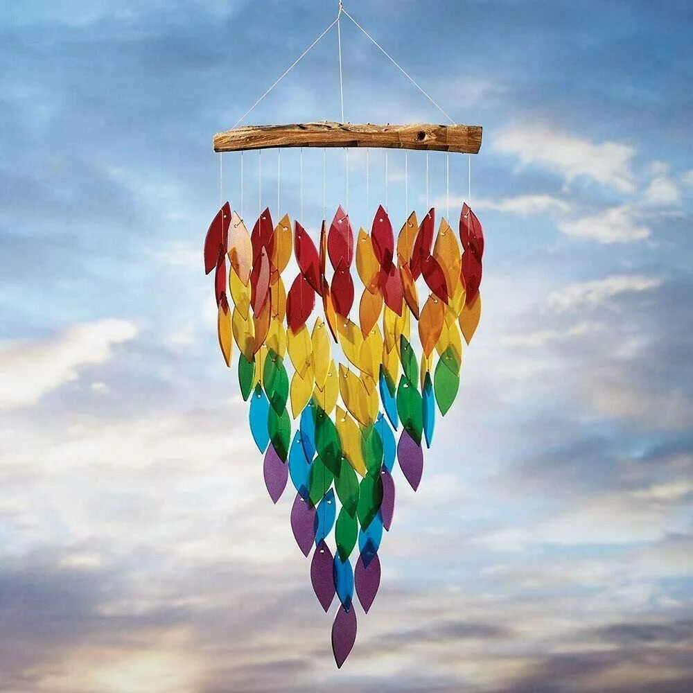 Glass Rainbow Leaves Wind Chime-Buy More Save More