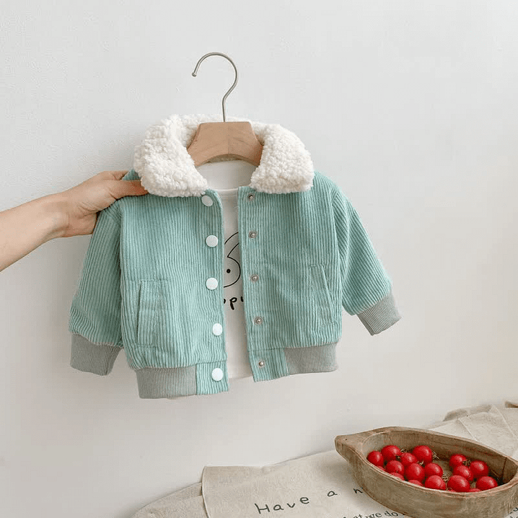 Baby Corduroy Plush Lapel Coat