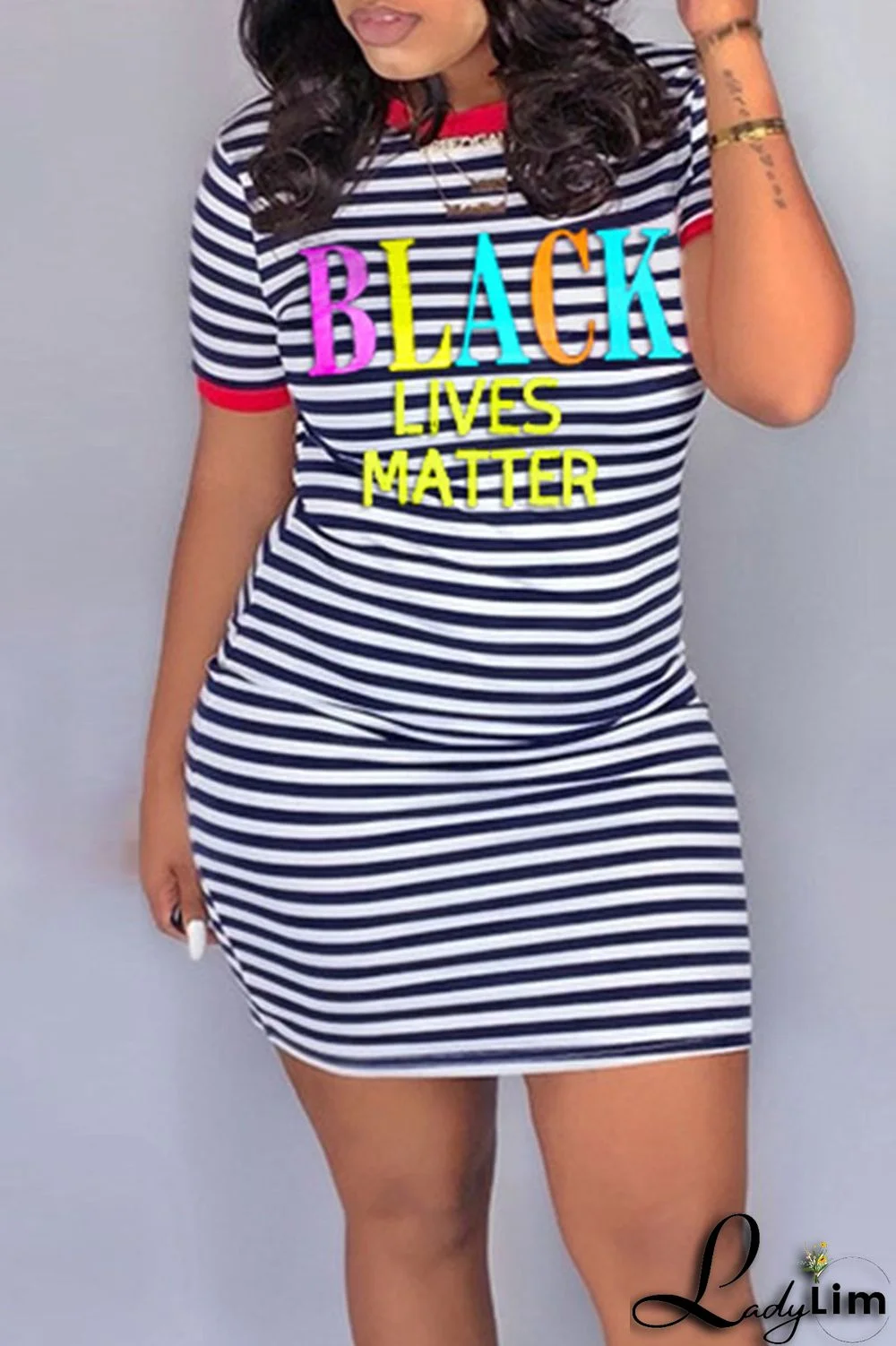 Fluorescent Yellow Casual Striped Print Patchwork O Neck Straight Dresses