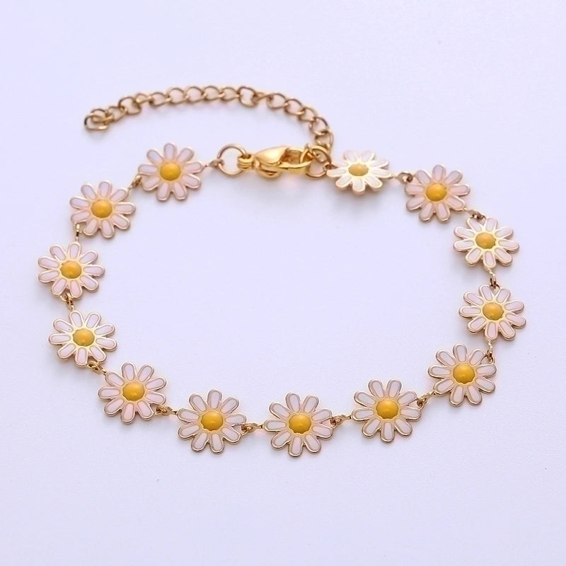 Bohemian Flower 304 Stainless Steel 18K Gold Plated No Inlaid Stainless Steel Bracelets In Bulk