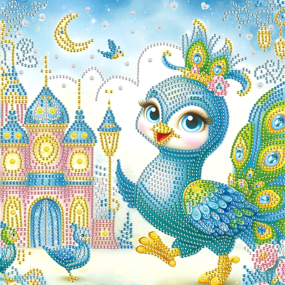 Cartoon Peacock 30*30cm(canvas) special shaped drill diamond painting