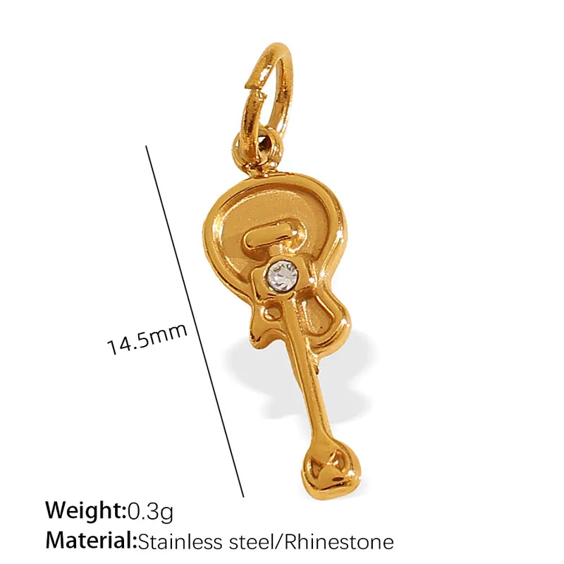 1 Piece 14.2*9.3mm 304 Stainless Steel Artificial Rhinestones 18K Gold Plated Moon Heart Shape Horseshoe Pendant Jewelry Accessories