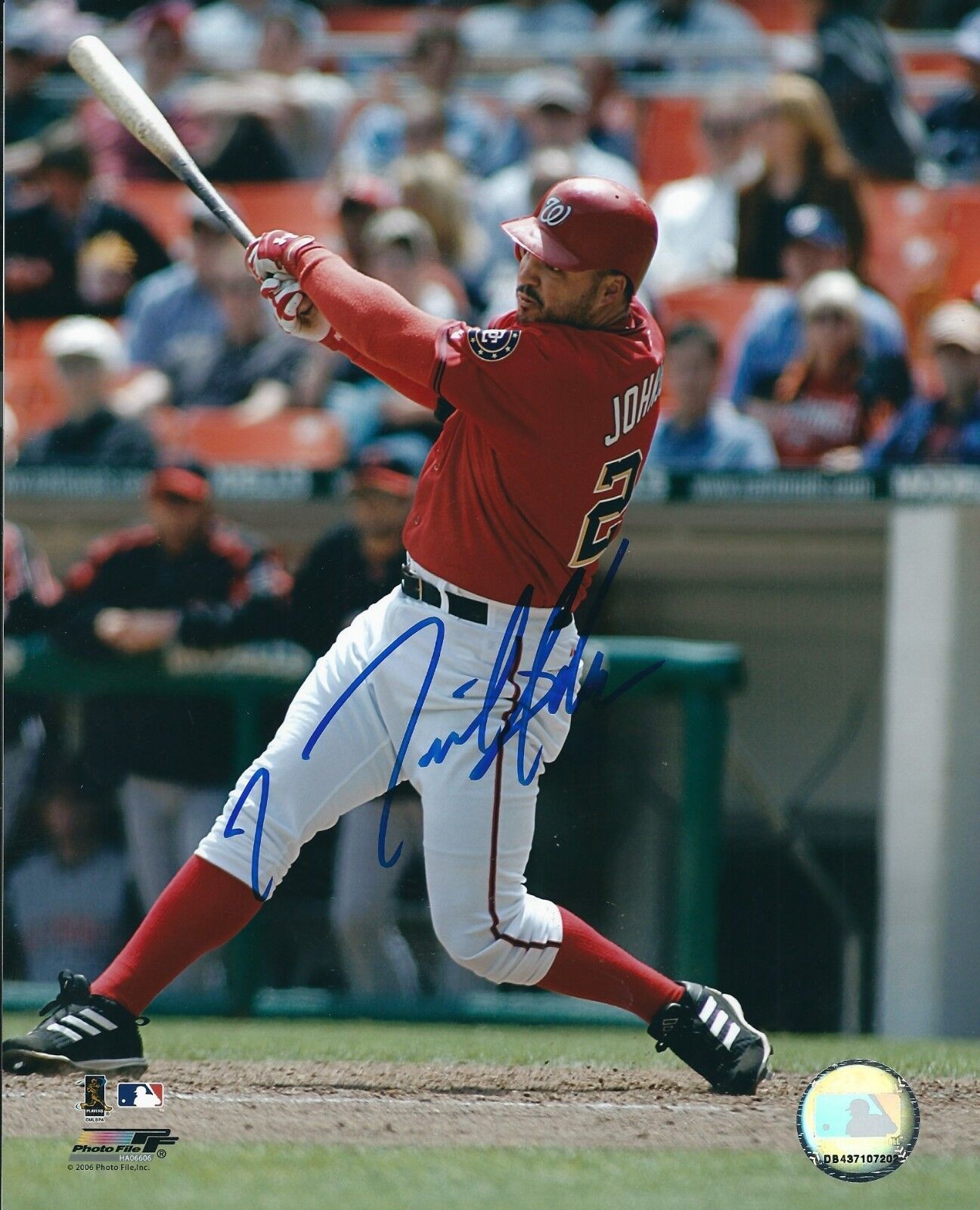 Signed 8x10 NICK JOHNSON Washington Nationals Autographed Photo Poster painting - w/COA