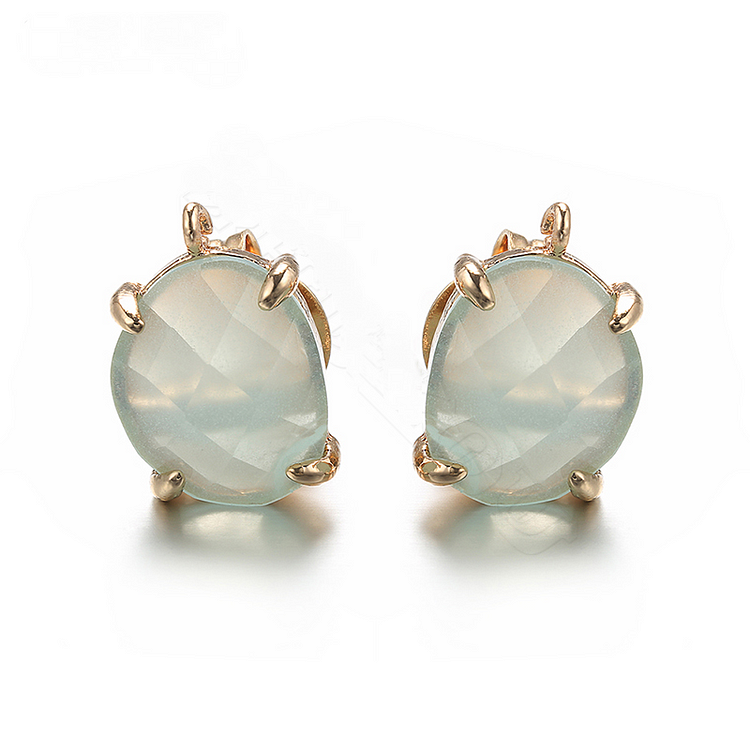 Elegant Opal Stud Earrings Women Jewelry
