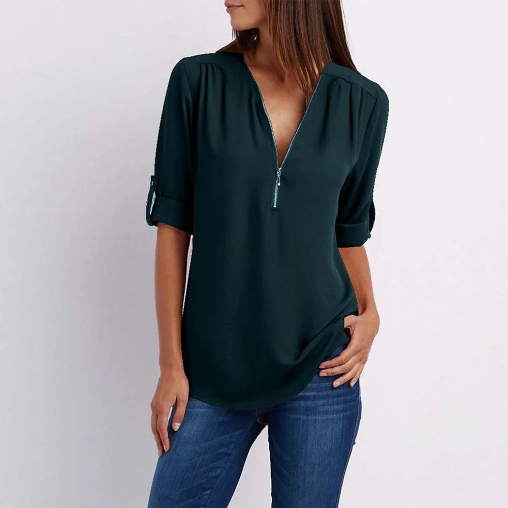 Camicia Estiva Uomo A Maniche Corte Con Bottoni E Scollo A V - Tessuto Texturizzato, Grigio/Nero, Taglia M
