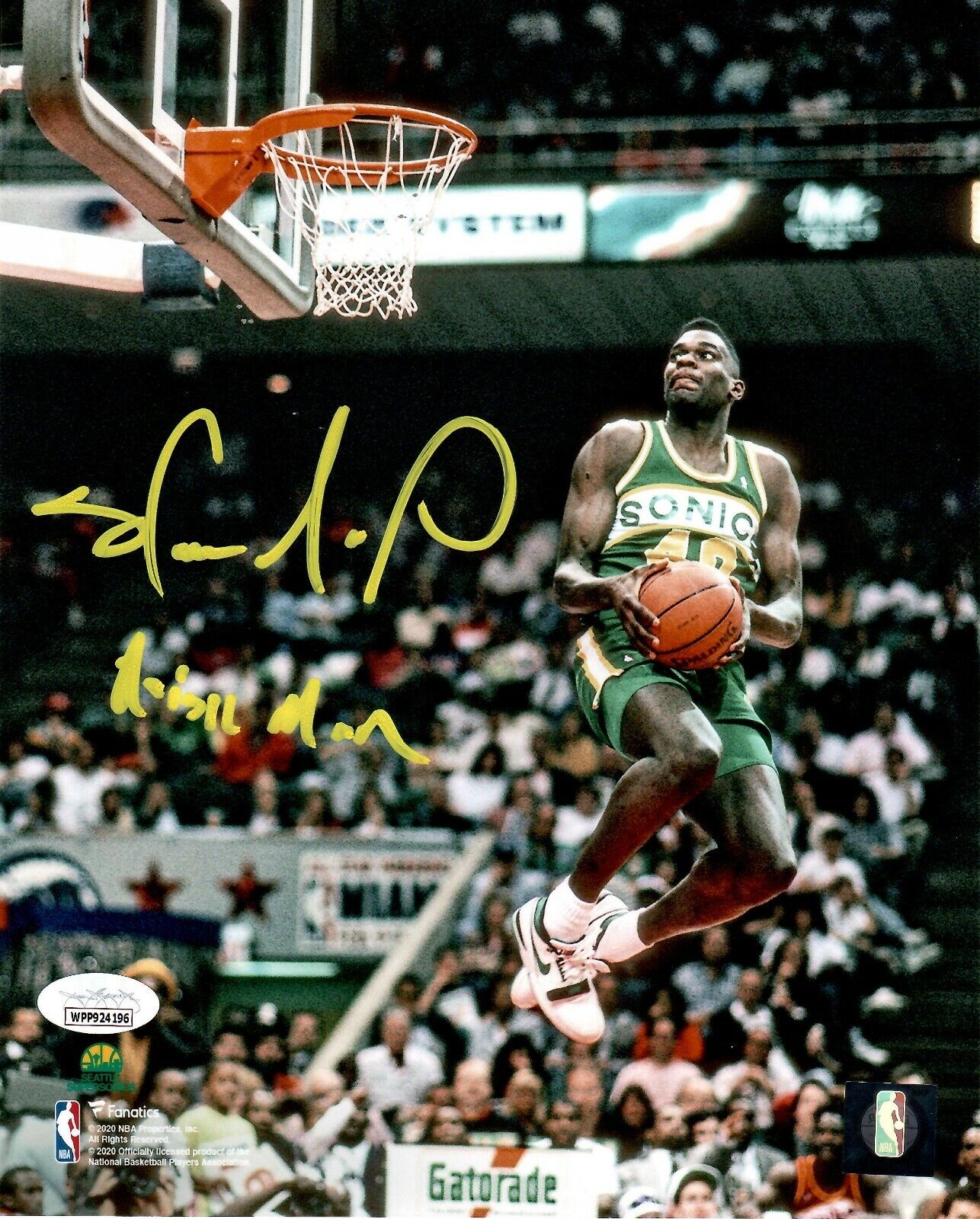 Shawn Kemp autographed inscribed 8x10 Photo Poster painting NBA Seattle Supersonics JSA COA