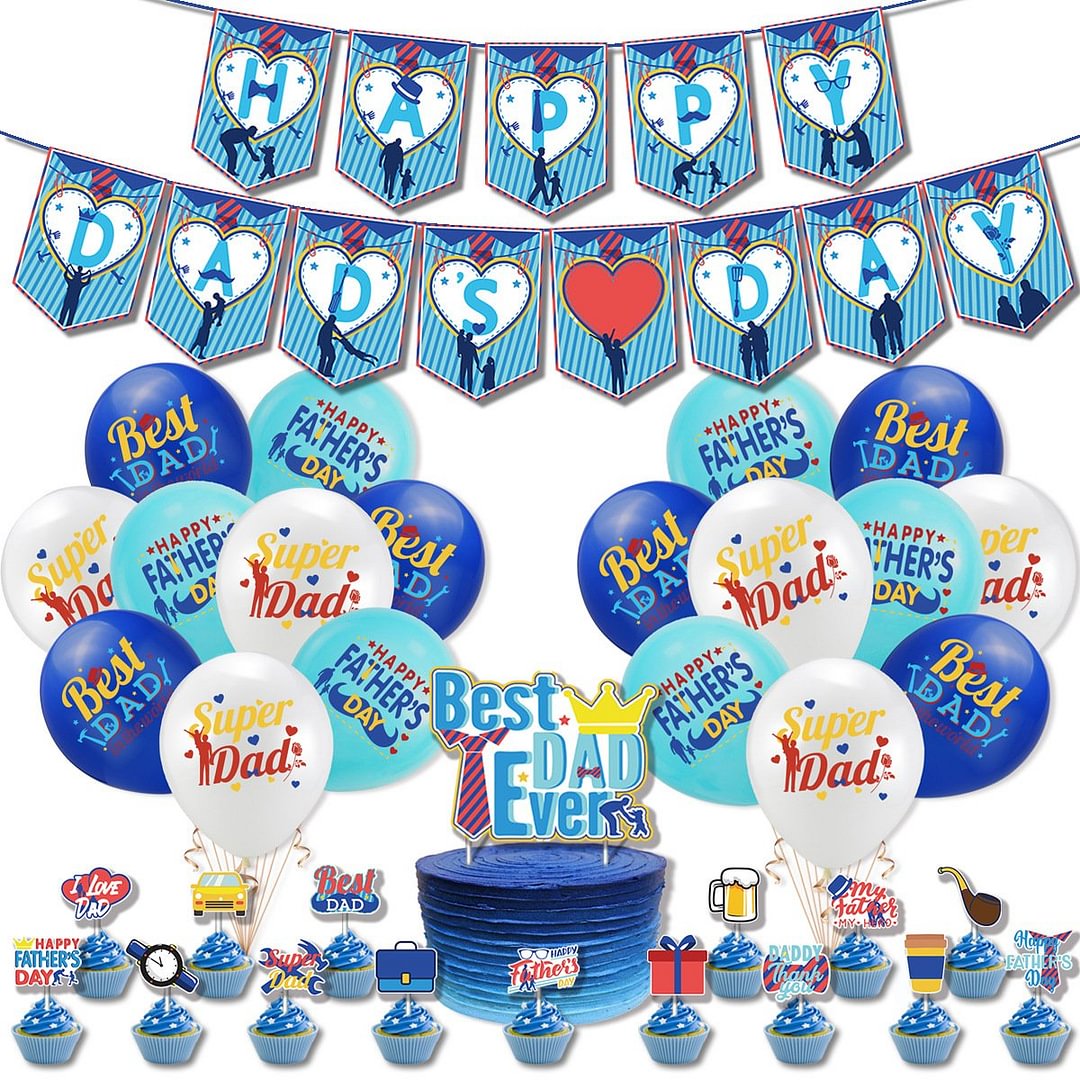Father's Day Theme Banner Cake Topper Balloon Kit Holiday Party Supplies Home Decoration